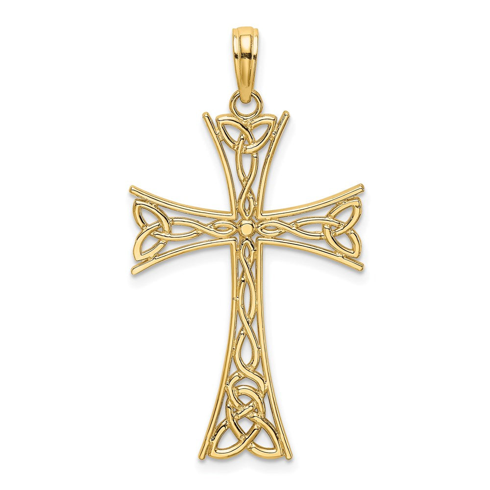 14K Polished Celtic Knot Cross Charm