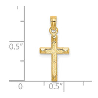 Load image into Gallery viewer, 14K Engraved Center and Polished Beveled Edge Cross Charm
