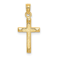 Load image into Gallery viewer, 14K Engraved Center and Polished Beveled Edge Cross Charm
