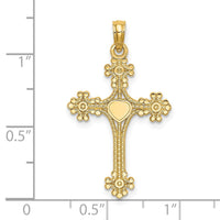 Load image into Gallery viewer, 14K Beaded Tip Cross w/ Heart Center Charm
