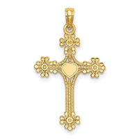Load image into Gallery viewer, 14K Beaded Tip Cross w/ Heart Center Charm
