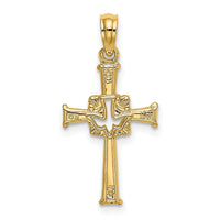 Load image into Gallery viewer, 14K Polished and Engraved Cross and Dove Charm
