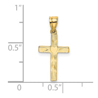 Load image into Gallery viewer, 14K Polished and Engraved Cross W/ Heart Center Charm
