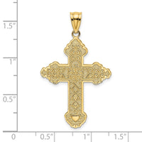 Load image into Gallery viewer, 14K Flower Center Scroll Cross Charm
