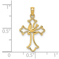 Load image into Gallery viewer, 14K Cut-Out Dove Center Cross Charm
