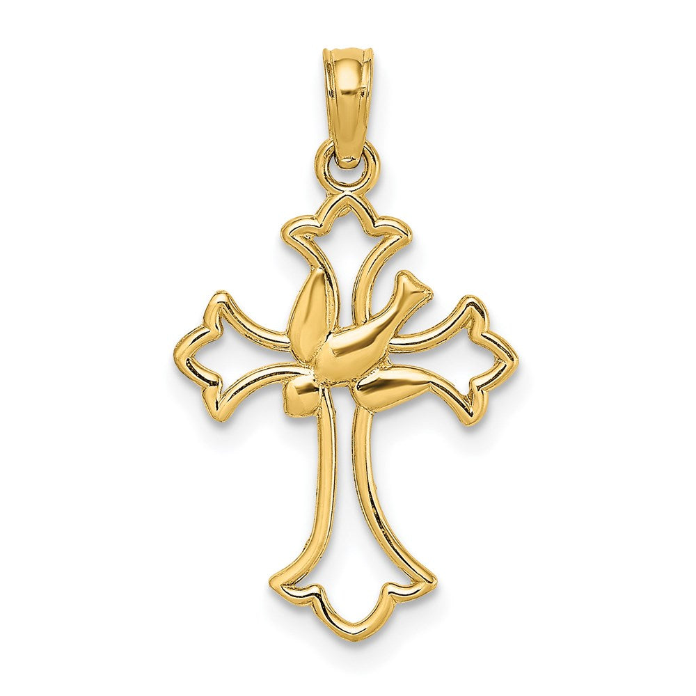 14K Cut-Out Dove Center Cross Charm