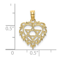 Load image into Gallery viewer, 14K Textured Star Of David In Heart Charm
