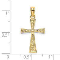 Load image into Gallery viewer, 14K Engraved Cross W/Flared Tips Charm
