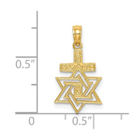 Load image into Gallery viewer, 14K Polished / Engraved Star Of David and Cross Charm
