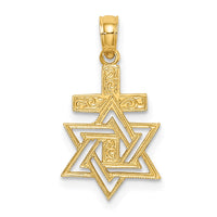 Load image into Gallery viewer, 14K Polished / Engraved Star Of David and Cross Charm
