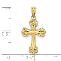 Load image into Gallery viewer, 14K Cross W/ Scroll Tips and Button Center Charm
