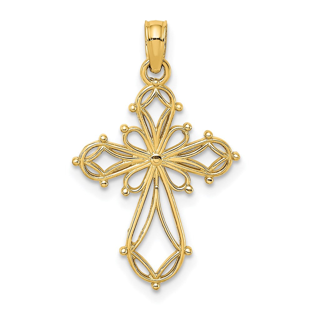 14K Cut-Out Fancy Cross Charm