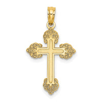Load image into Gallery viewer, 14K Polished and Textured Fancy Cross Charm
