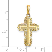 Load image into Gallery viewer, 14K Textured w/ Lace Trim Cross Charm
