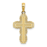 Load image into Gallery viewer, 14K Textured w/ Lace Trim Cross Charm
