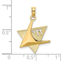Load image into Gallery viewer, 14K Polished Star Of David W/Chai Charm
