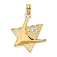 Load image into Gallery viewer, 14K Polished Star Of David W/Chai Charm
