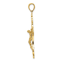 Load image into Gallery viewer, 14K Textured Cut-Out Crucifix W/Budded Tips Charm
