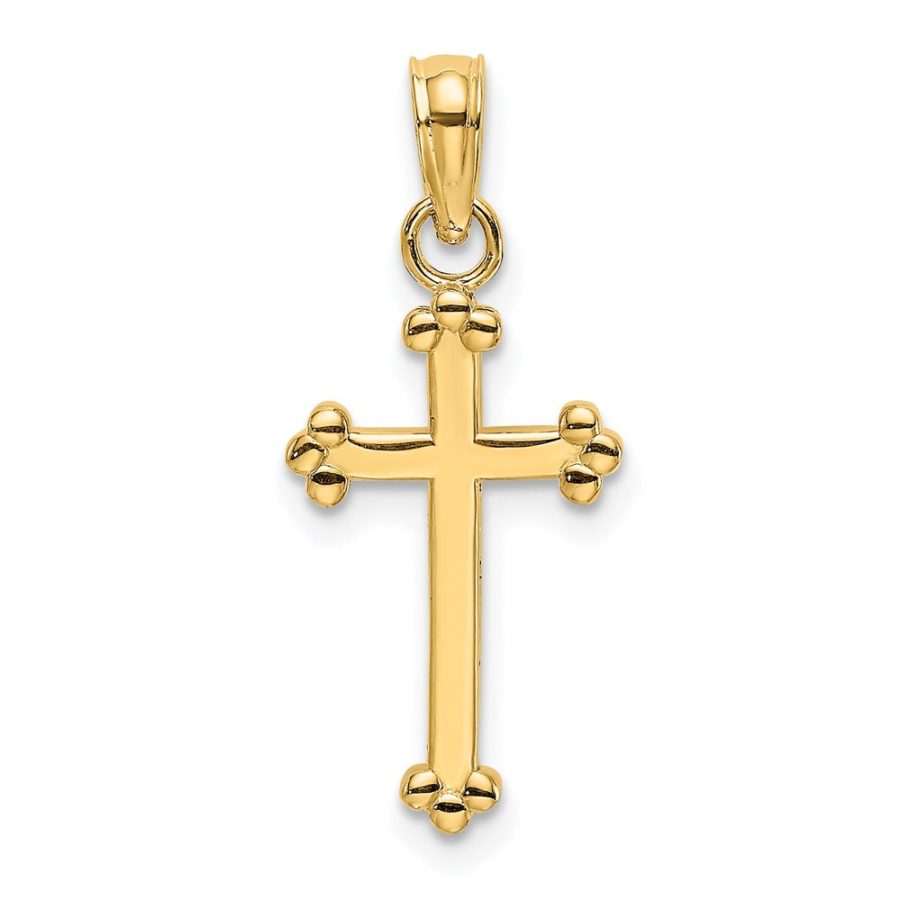 14K Polished Beaded Cross