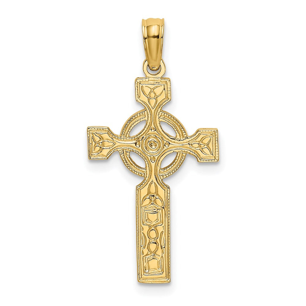 14K Engraved Celtic Cross w/ Eternity Circle Charm