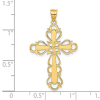 Load image into Gallery viewer, 14K Polished Lace Trim Cross Charm

