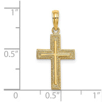 Load image into Gallery viewer, 14K Cross w/ Textured Border Design Charm
