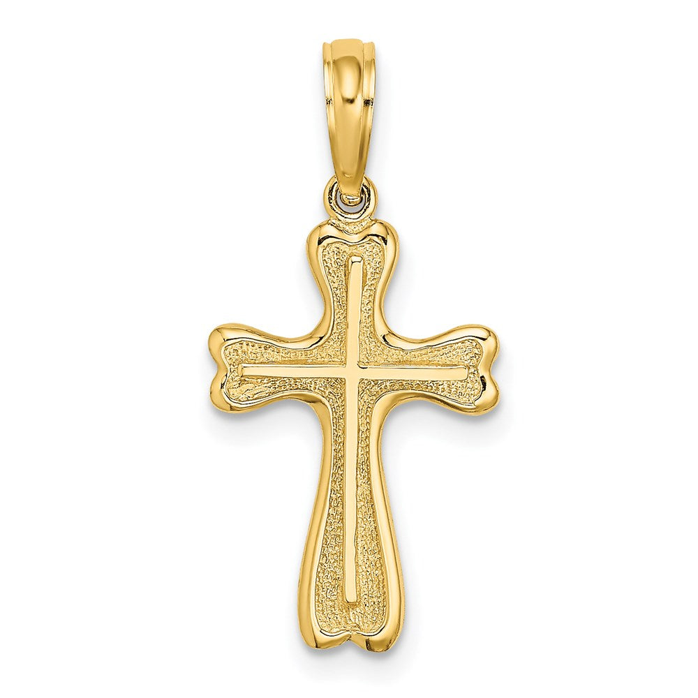 14K Cross w/ Textured Heart Edges Design Charm