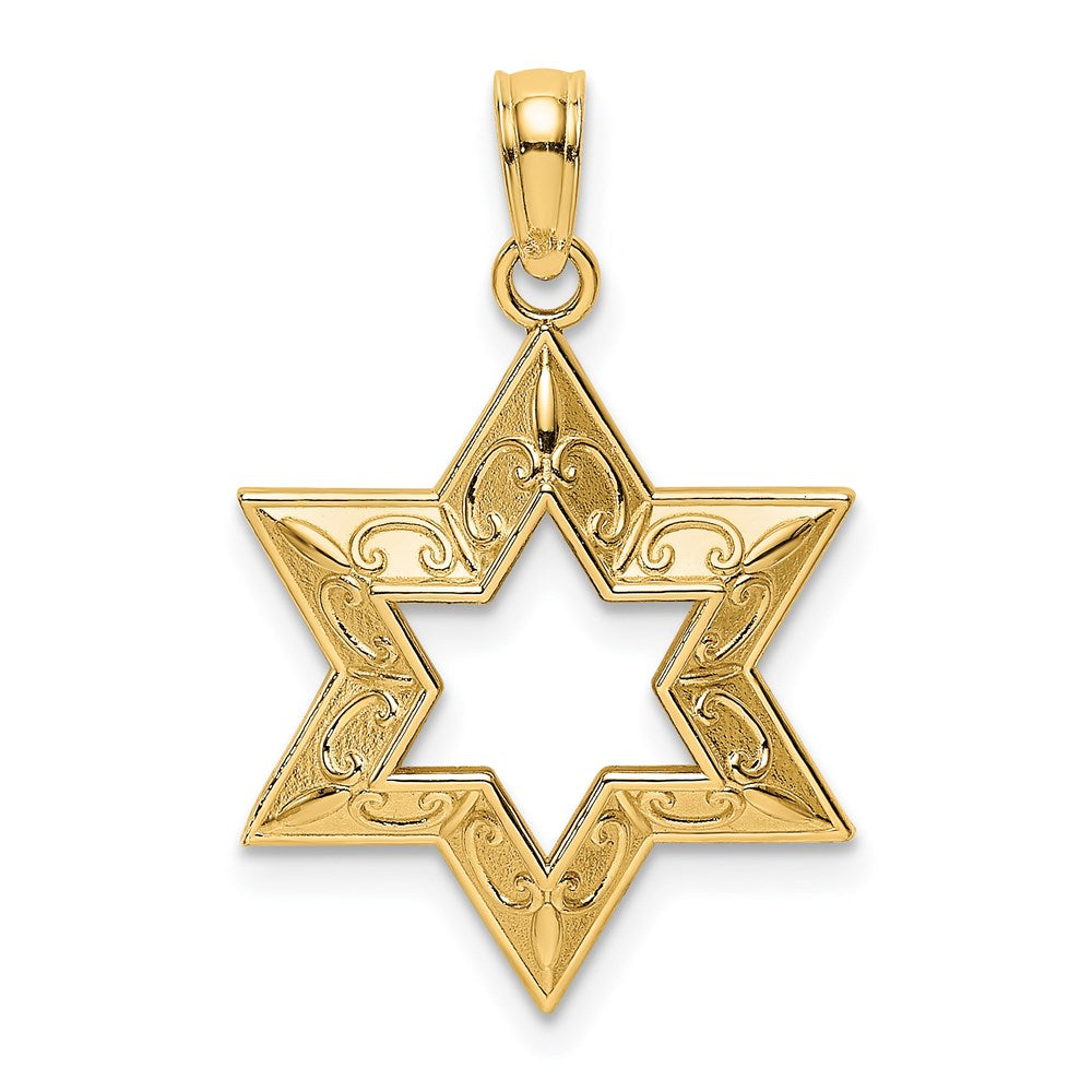 14K Textured Star Of David Charm