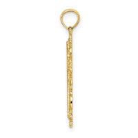 Load image into Gallery viewer, 14K Cross w/ Filigree Lace Trim Charm
