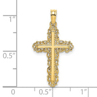 Load image into Gallery viewer, 14K Cross w/ Filigree Lace Trim Charm
