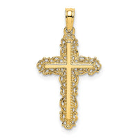 Load image into Gallery viewer, 14K Cross w/ Filigree Lace Trim Charm
