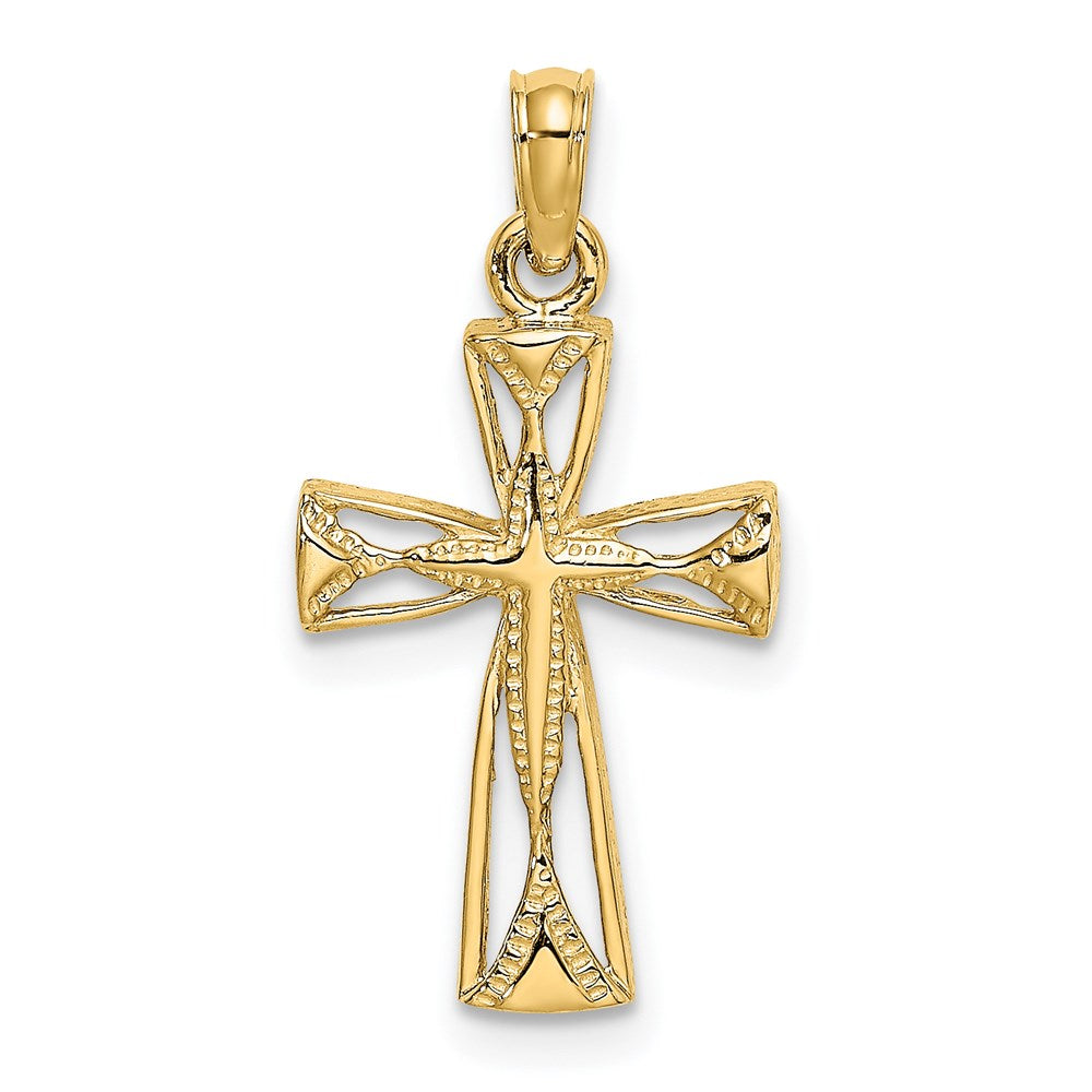 14K Cut-Out Cross w/ Triangle Ends Charm