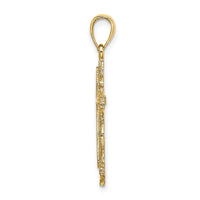 Load image into Gallery viewer, 14K Cross w/ Lace Trim Charm
