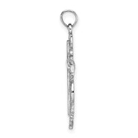 Load image into Gallery viewer, 14K White Gold Cross w/ Lace Trim Charm

