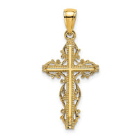 Load image into Gallery viewer, 14K Cross w/ Lace Trim Charm
