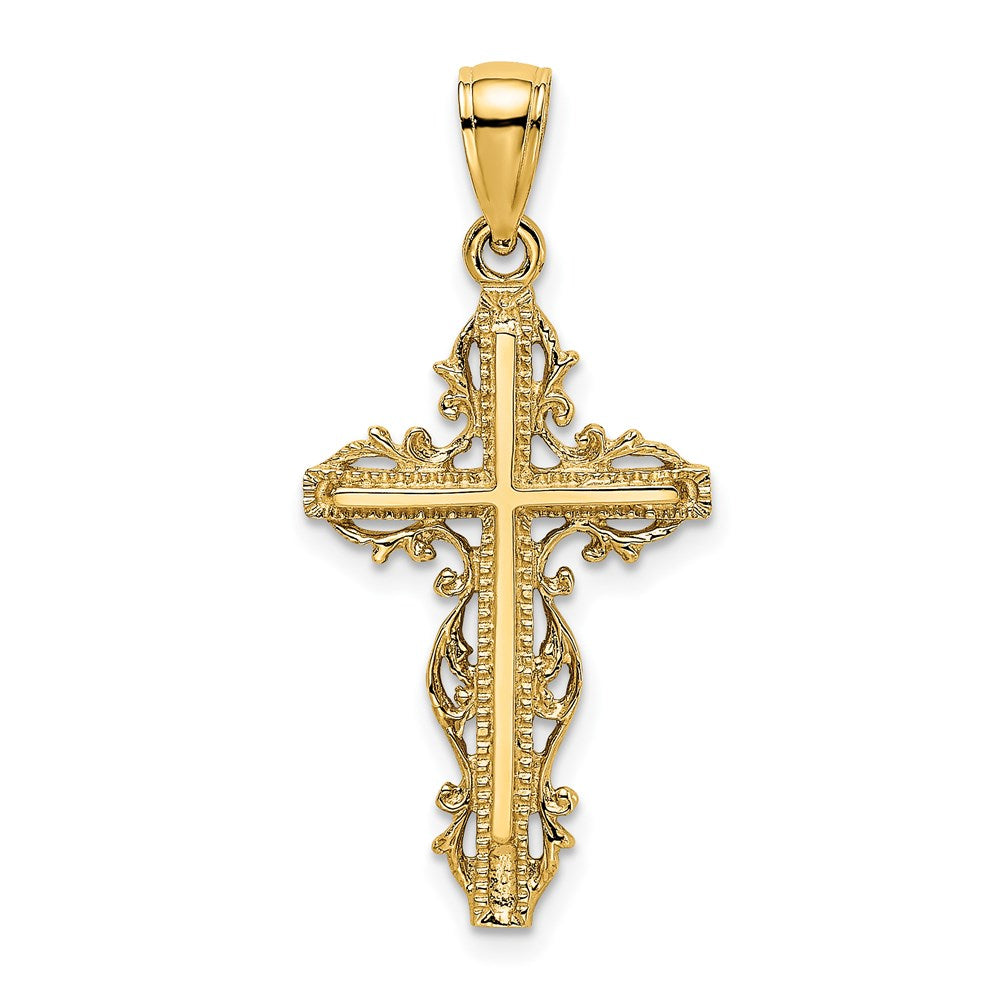 14K Cross w/ Lace Trim Charm