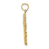 Load image into Gallery viewer, 14K Stick Cross w/ Lace Trim Charm
