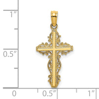 Load image into Gallery viewer, 14K Stick Cross w/ Lace Trim Charm
