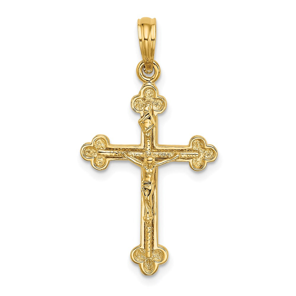 14K Narrow Budded Crucifix Charm