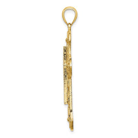 Load image into Gallery viewer, 14K Cut-Out Floral Cross Pendant
