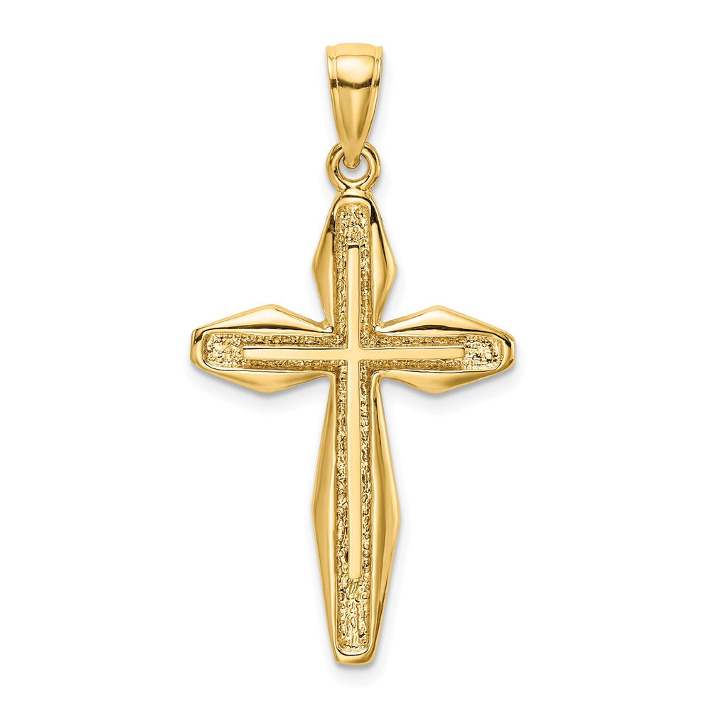 14K Textured Cross Charm
