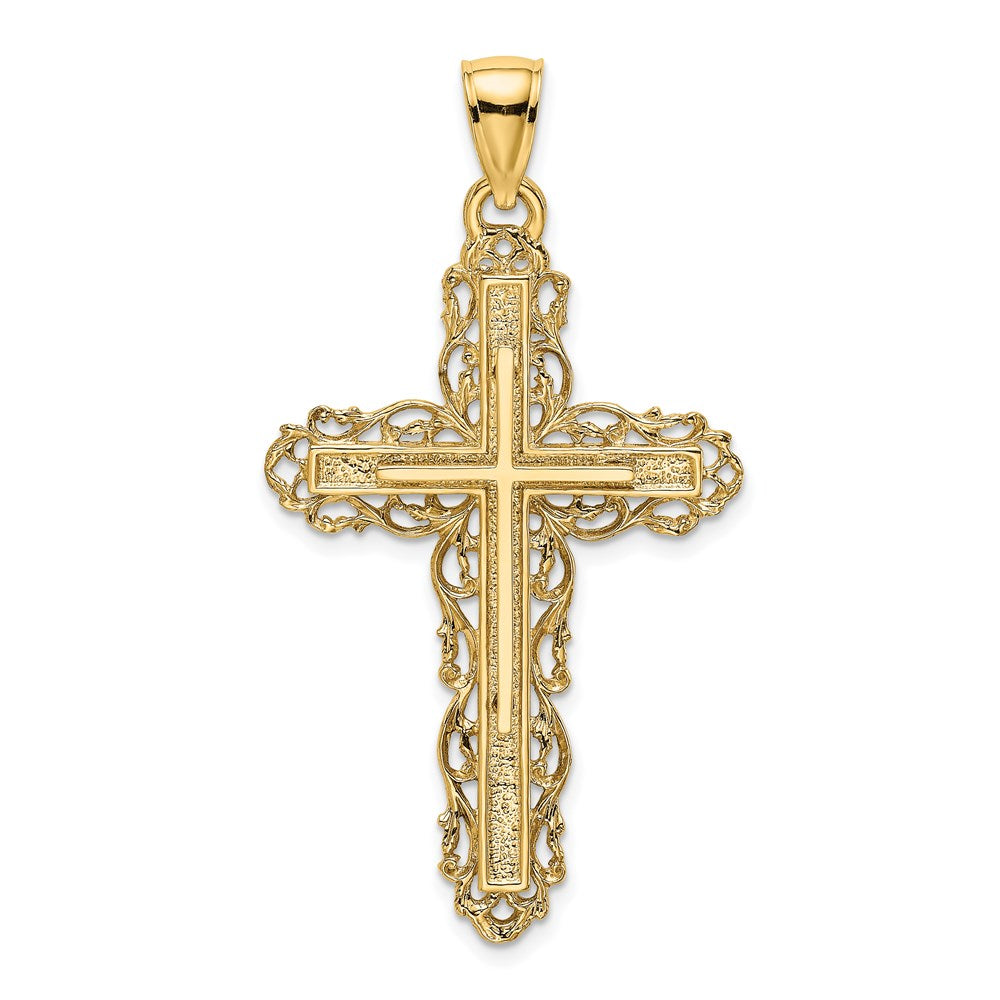 14K Cross W/ Lace Trim Charm