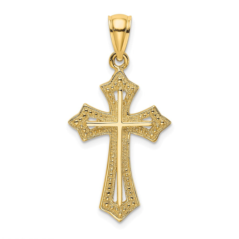 14K Beaded Cross Charm