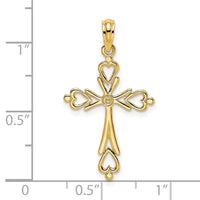 Load image into Gallery viewer, 14K Cross Cut-Out w/ Heart Ends Charm
