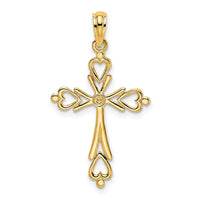 Load image into Gallery viewer, 14K Cross Cut-Out w/ Heart Ends Charm
