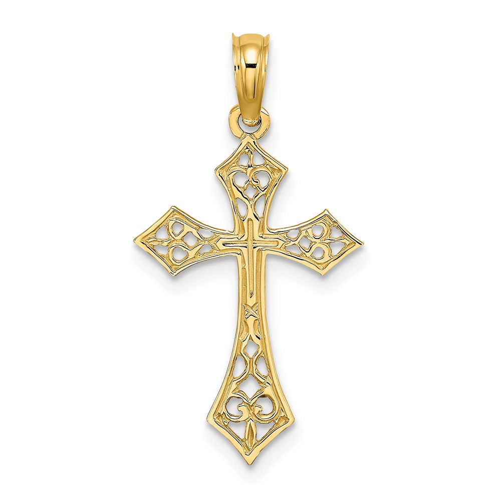 14K Filigree Cross Charm