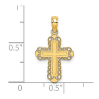 Load image into Gallery viewer, 14K Cross w/Solid Center and Lace Trim Charm
