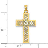 Load image into Gallery viewer, 14K Polished Square Cross w/ Heart Design Charm
