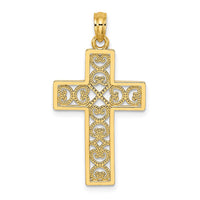 Load image into Gallery viewer, 14K Polished Square Cross w/ Heart Design Charm
