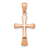 Load image into Gallery viewer, 14K Rose Gold Polished Beveled Cross w/ Round Tips Charm
